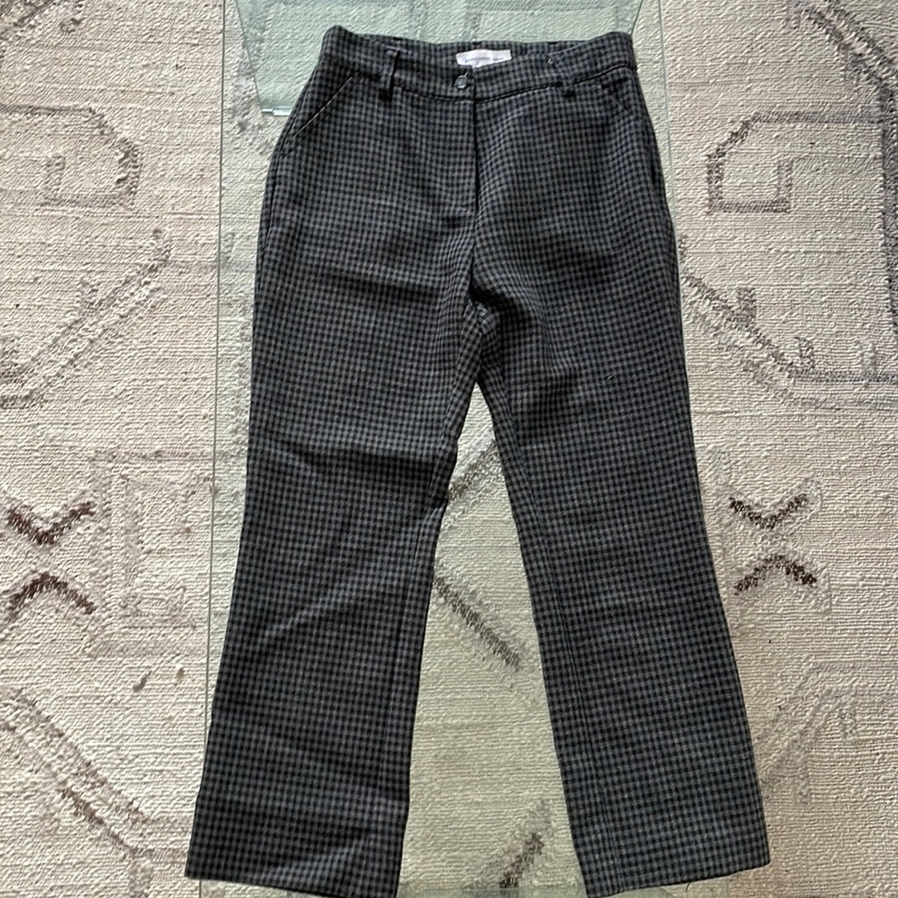 Something Navy checkered cropped flare trousers